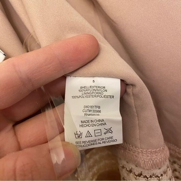 Xtraordinary blush pink beige tan embroidered lace skater Formal Dance - 5 - Picture 12 of 15